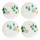 Balsam Lane 4-Piece Porcelain Plate Set, Dishwasher & Microwave Safe, Winter Motif