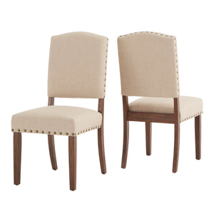 Homelegance By Top-Line Nicklaus Linen Nailhead Chairs (Set of 2) Brown Rubberwood