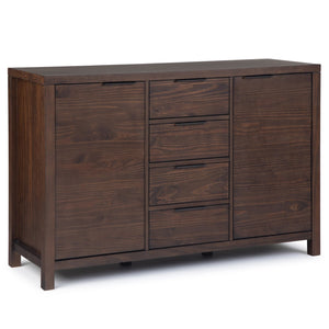 English Elm Hollander handcrafted solid wood sideboard buffet with 4 drawers, 2 doors & adjustable shelving, 54"W Dark Brown B136P158684