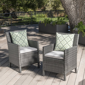 English Elm Christopher Knight Home® - CYPRESS Wicker Outdoor Dining Chair with Water-Resistant Cushion, Durable Weatherproof Patio Seating Grey 32.5 L x 23.3 W x 14 H 61562.00GRY