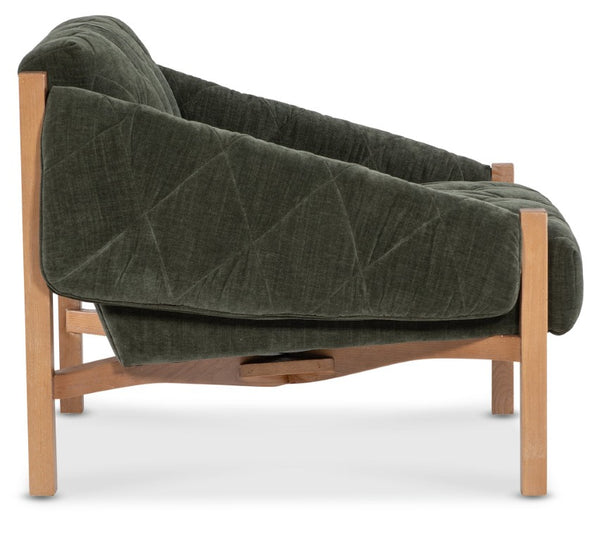 Hooker Furniture Kerns Accent Chair In Ansel Rain Forest Velvet — Diamond Tufting, Exposed Pecan Wood Frame, Durable Upholstery CC456-426