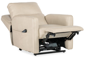 Hooker Furniture Flynn Ivory Semi-Aniline Leather Power Recliner With Lift Assist, Usb, Adjustable Headrest & Lumbar RC611-PHLL4-010