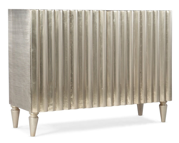 Hooker Furniture Melange Mackenna Mango Wood Two-Door Chest With German Silver Foil Finish, Textured Parisian Elegance 628-85126-92