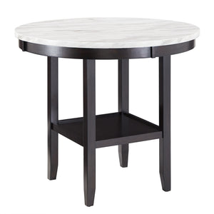 Homelegance By Top-Line Saber White Faux Marble Round Table Espresso Marble