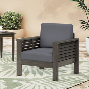 English Elm Christopher Knight Home® - Outdoor Acacia Wood Club Chairs with Water-Resistant Cushions, Durable Frame, Stylish Shutter Slat Design Grey 70692.00DGRY