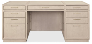 Hooker Furniture Marlowe Executive Writing Desk with Leather Surface Nine Drawers and Oak Veneer Finish 30.00L x 70.00W x 30.00H 6420-10462-80