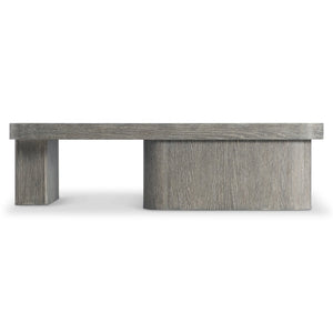 Bernhardt Bernhardt Monolith Open Base Cocktail Table — Wire-Brushed White Oak Puma Finish, Asymmetrical Sculptural Design 343013