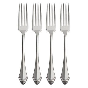 Lenox Oneida Kenwood Fine Flatware Dinner Forks, Set of 4 Metallic, STAINLESS METAL 2915004A