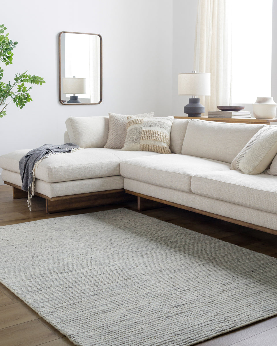 Japandi JPD-2301 9' x 12' Handmade Rug JPD2301-912  Light Grey, Light Silver, Ash Surya