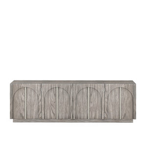 A.R.T. Furniture Vault Entertainment Console - Stylish New Traditional Design With Adjustable Shelves & Wire Management Gray Parawood Solids,White Oak Veneers 285423-2354
