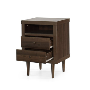 English Elm Christopher Knight Home® - 2-DRAWER Nightstand with Faux Wood Finish and Rubberwood Legs, Compact Storage Nightstand with Knob Handles Walnut 72037.00WALN
