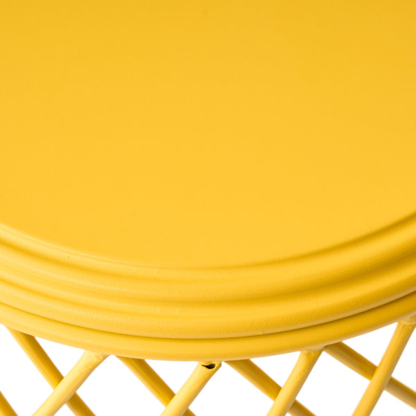 English Elm Alamera Lattice Iron Side Table Powder Coated Matte Finish for Indoor Outdoor Use 60745.00YLW