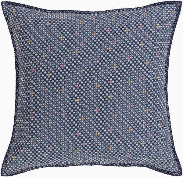 Surya Japiko 26"W X 26"L Sham - Elegant Global-inspired Design, Durable Cotton & Flax, Home Decor Charm! Navy Cotton,Flax,Cotton,Flax Jpk1000-es