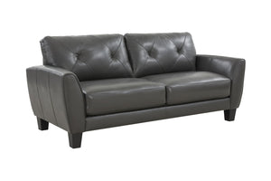 Porter Designs Porter Trento Charcoal Gray Top Grain Leather Sofa With Tufted Back & Flared Arms For Comfort Gray Leather 02-189-01-4098