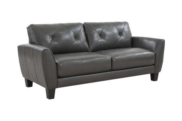 Porter Designs Porter Trento Charcoal Gray Top Grain Leather Sofa With Tufted Back & Flared Arms For Comfort Gray Leather 02-189-01-4098