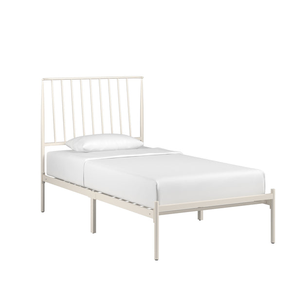 Homelegance By Top-Line Dante Metal Platform Bed with Curved Metal Headboard White Metal