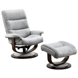 Parker Living Knight - Capri Silver Manual Reclining Swivel Chair and Ottoman