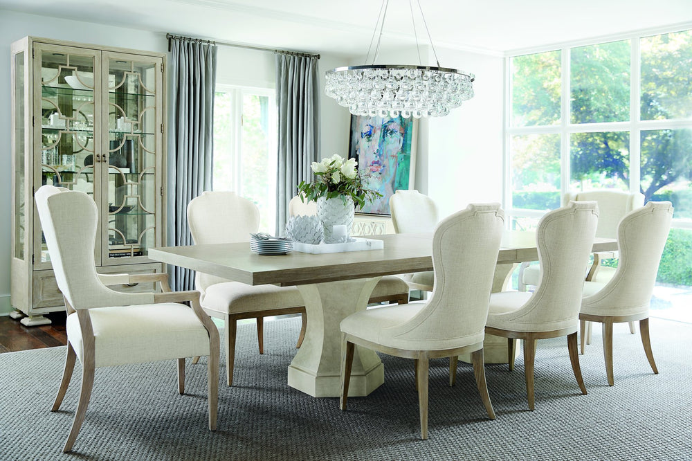 Bernhardt Bernhardt Santa Barbara 7-Piece Dining Set With Extendable Table, Cerused Oak Veneers & Tan Upholstery Sandstone; Textured Cameo K1931