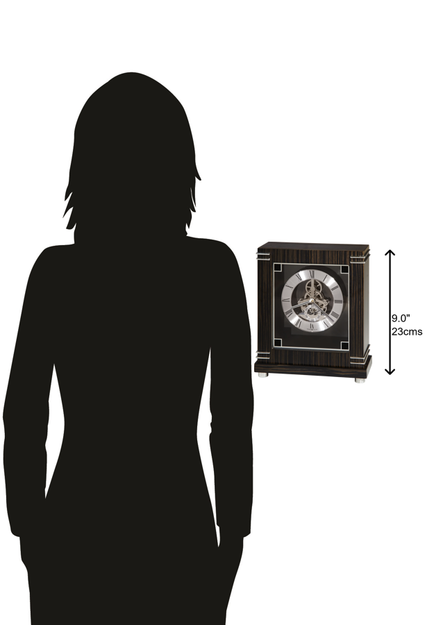 Hekman Furniture 635177 Elegant Macassar Ebony Mantel Clock With Polished Silver Accents And Skeleton Movement Design  Batavia Mantel Clock 635177