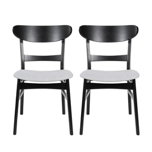 English Elm [video] Rubberwood Dining Chairs Set of 2 Upholstered Mid-century Seats for Modern Homes Light Grey 58915.00LGRY