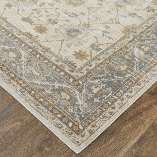 Feizy Rugs Celene Vintage-inspired Floral Rug - Elegant Power Loomed Design In Warm Neutral Palette For Any Space Tan,Ivory,Gray Viscose,Polyester Cel39kvfbgegryg00
