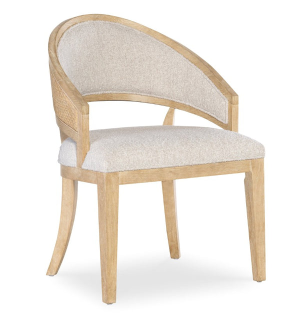 Hooker Furniture Retreat Cane Barrel Back Chair With Raffia Cane Detail, Dune Wood Frame & Neo Cream Performance Upholstery 25.75 L x 24.00W x 33.50H 6950-75400-80