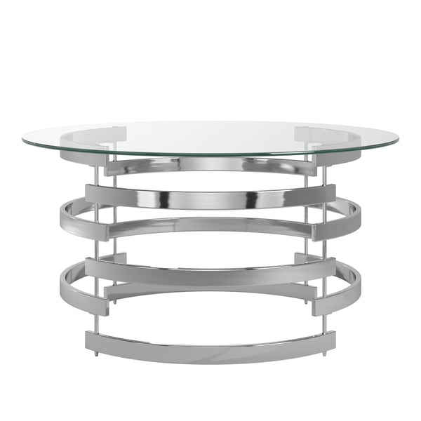 Homelegance By Top-Line Pierce Vortex Base Coffee Table Silver Iron