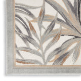 Nourison Pompeii PMP02 Machine Made Power-loomed Narrow Border Indoor Only Tropical  Rug Ivory Grey, Ivory Grey 70% Polypropylene,30% Polyester 99446882042