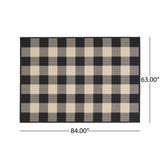 Christopher Knight Home® - Noble House - Crossroads Outdoor 5'3" X 7' Check Area Rug, Black and Ivory