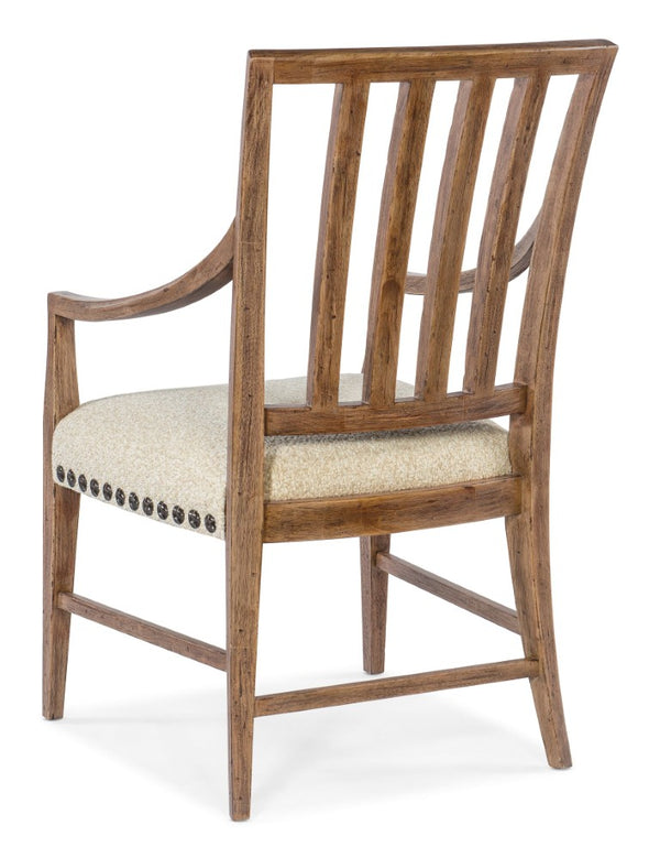 Hooker Furniture Big Sky Arm Chair With Rustic Hickory Finish, Saxony Porcelain Performance Fabric & Nailhead Trim 27.00 L x 23.25W x 39.50H 6700-75400-80