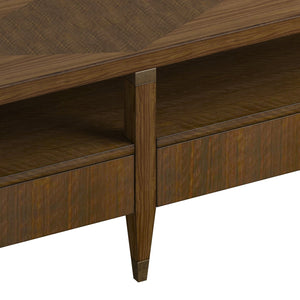A.R.T. Furniture Eave Rectangular Cocktail Table: Elegant Quartered Walnut Top With Diamond Pattern & Gold Tapered Legs Brown Material(S), Poplar And Parawood Solids,Walnut Veneer 336300-1860