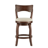 Homelegance By Top-Line Beckham Swivel 24-inch Brown Counter Height Barstool Beige Rubberwood