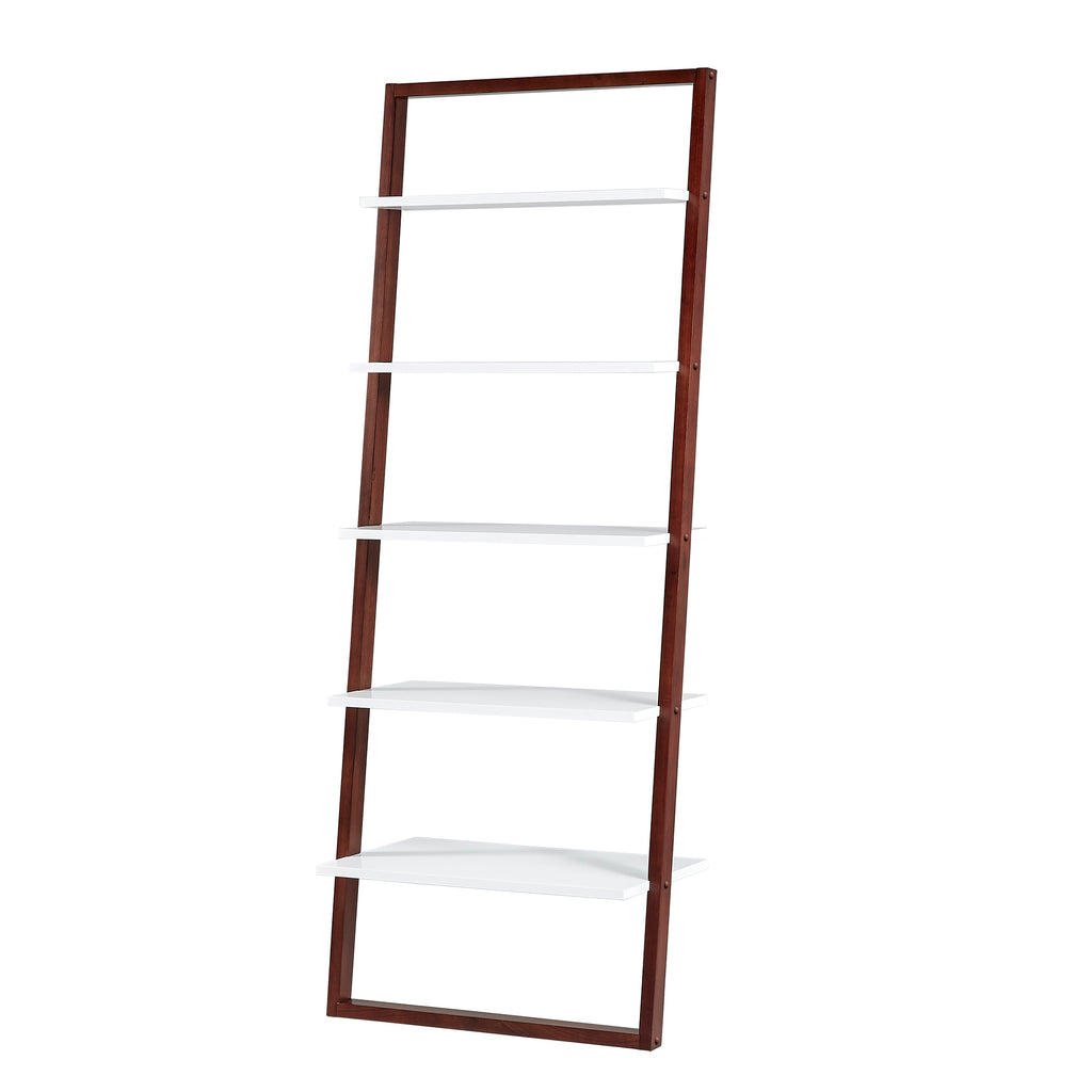 Homelegance By Top-Line Haddon Two-Tone Leaning Ladder Bookcase Brown Wood