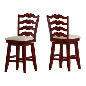 Homelegance By Top-Line Juliette French Ladder Back Counter Height Swivel Stool Red Rubberwood