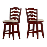 Homelegance By Top-Line Juliette French Ladder Back Counter Height Swivel Stool Red Rubberwood