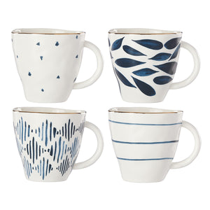 Lenox Blue Bay 4-Piece Dessert Mug Set Blue, WHITE PORCELAIN 890204