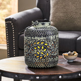 Christopher Knight Home® - Noble House - Miske Boho Handcrafted Small Decorative Lantern, Green Patina and Black