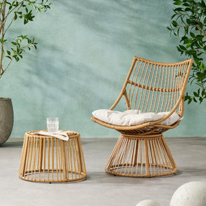 English Elm Elaine Outdoor Club Chair and Side Table Set Faux Rattan Woven Iron Patio Duo 71841.00