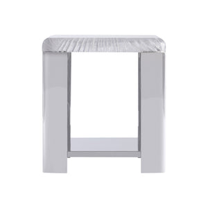 Bernhardt Bernhardt Sculptural Aura Side Table With Carved Acrylic Top & Polished Stainless Shelf – Luxe Accent 316111