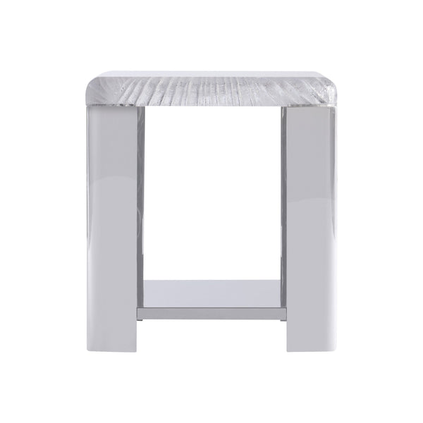 Bernhardt Bernhardt Sculptural Aura Side Table With Carved Acrylic Top & Polished Stainless Shelf – Luxe Accent 316111