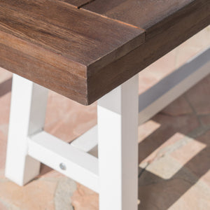English Elm Dark Acacia Slatted Dining Bench Handcrafted with Iron Frame for Farmhouse Spaces 54562.00MP1SBRN