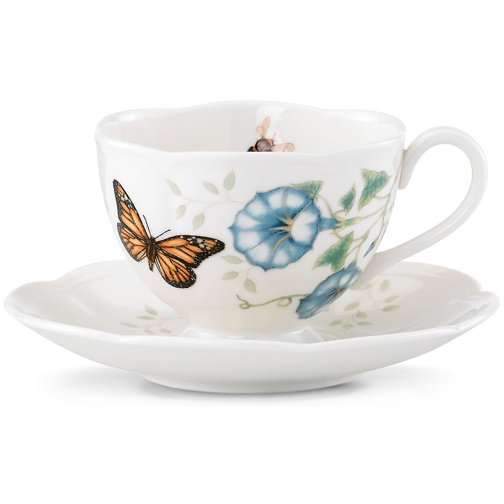 Lenox Butterfly Meadow Monarch Cup and Saucer Multi, WHITE PORCELAIN 812099