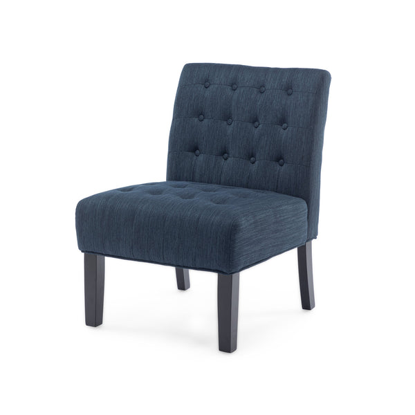 English Elm Accent Slipper Chairs Set of Two Button Tufted Plush Upholstered Living Room Pair 70752.00NBLU