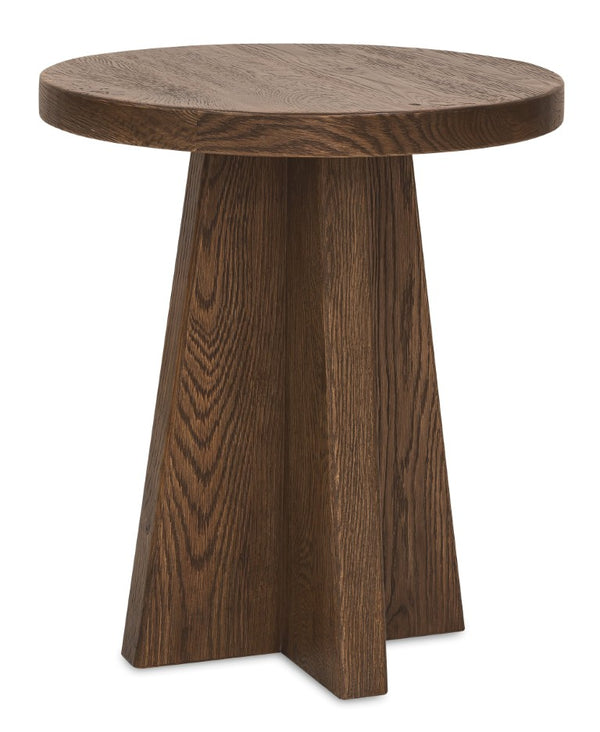 Hooker Furniture Driftwood Round End Table With Distressed Buckboard Oak Finish, Compact Pedestal Design For Small Spaces Medium Wood 6820-80213-85
