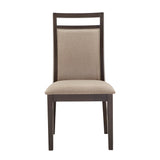 Homelegance By Top-Line Ramiro Espresso and Grey Linen Dining Chair (Set of 2) Brown Rubberwood