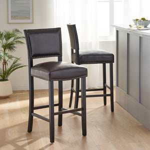 Christopher Knight Home® - Noble House - Mayfield Contemporary Bonded Leather Barstool, Brown and Wenge - Set of 2