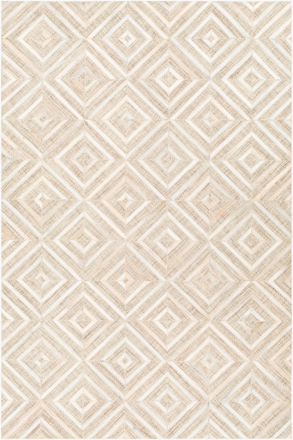 Surya Jardin 2' X 3' Handmade Area Rug - Modern Leather & Wool Blend, Durable Low Pile For High Traffic Areas Light Gray Wool,Leather Jrd2300-23