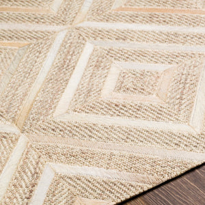 Surya Jardin 2' X 3' Handmade Area Rug - Modern Leather & Wool Blend, Durable Low Pile For High Traffic Areas Light Gray Wool,Leather Jrd2300-23