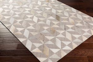 Surya Jardin 2' X 3' Handmade Area Rug - Modern Leather & Wool Blend, Durable Low Pile For High Traffic Areas Medium Gray Wool,Leather Jrd2301-23