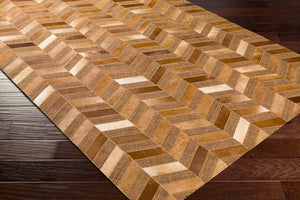 Surya Jardin 2' X 3' Handmade Area Rug - Modern Leather & Wool Blend, Durable Low Pile For High Traffic Areas Tan Wool,Leather Jrd2303-23